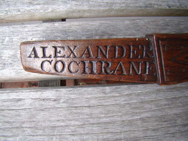 A Fabulous and Historic Tiller carved in honor of Vice Admiral Alexander Cochrane and Admiral Lord Bridport and dated 1843 — image 3